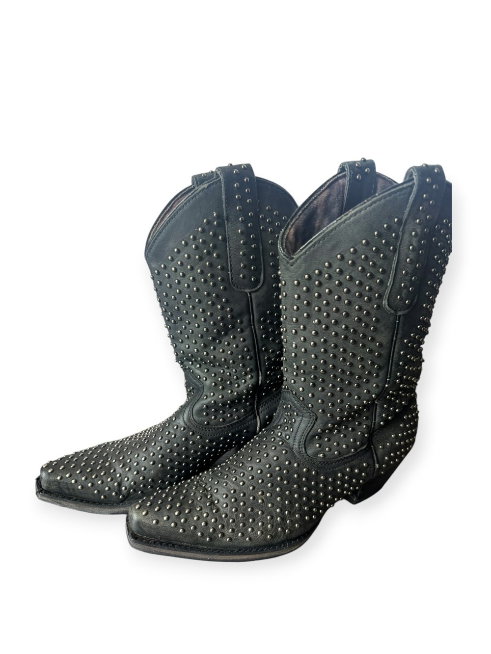 Laredo Black Studded Western Cowgirl Boots Size 8